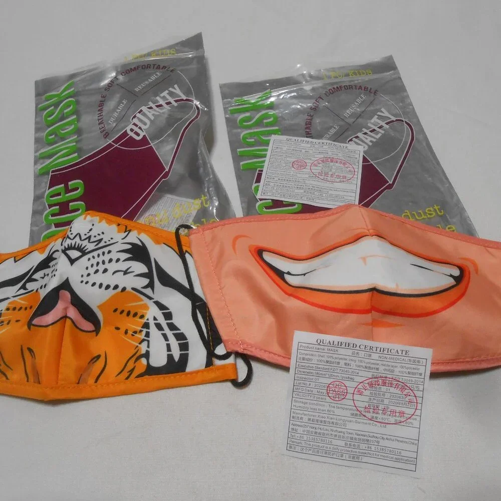 2 NEW KIDS UNISEX FACE MASKS SAFE MOUTH PROTECTION WASHABLE BREATHABLE SOFT 👦👸